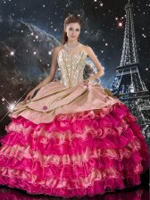Clearance Multi-color Sweetheart Lace Up Beading and Ruffles 15th Birthday Dress Sleeveless
