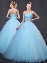  Sweetheart Sleeveless Lace Up 15th Birthday Dress Light Blue Tulle