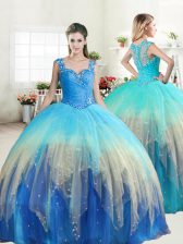  Multi-color Straps Zipper Beading and Ruffles 15 Quinceanera Dress Sleeveless