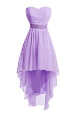  High Low Lavender Evening Dress Sweetheart Sleeveless Lace Up