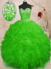 Edgy Beading and Ruffles Sweet 16 Quinceanera Dress Lace Up Sleeveless Floor Length