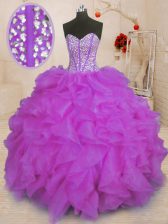 Deluxe Floor Length Ball Gowns Sleeveless Purple Sweet 16 Quinceanera Dress Lace Up