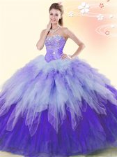  Multi-color Sleeveless Beading and Ruffles Floor Length Ball Gown Prom Dress