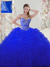 Stylish Sleeveless Beading and Appliques Lace Up Vestidos de Quinceanera