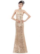 Sweet Champagne Sleeveless Floor Length Appliques Zipper Prom Party Dress