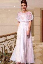  Scoop Chiffon Cap Sleeves Ankle Length Homecoming Dress and Beading