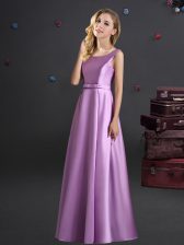 Admirable Square Sleeveless Zipper Floor Length Bowknot Quinceanera Court of Honor Dress
