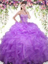 Low Price Sweetheart Sleeveless Organza Quinceanera Gowns Beading and Ruffles Lace Up