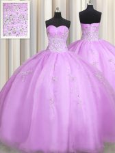  Lilac Sleeveless Organza Zipper 15th Birthday Dress for Military Ball and Sweet 16 and Quinceanera