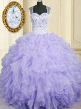 Sweet Floor Length Ball Gowns Sleeveless Lavender 15 Quinceanera Dress Lace Up