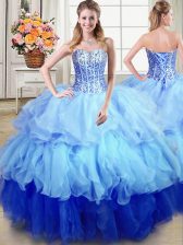 Fantastic Multi-color Sweetheart Neckline Ruffles and Sequins 15 Quinceanera Dress Sleeveless Lace Up