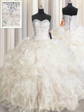 Floor Length Ball Gowns Sleeveless Champagne Vestidos de Quinceanera Lace Up