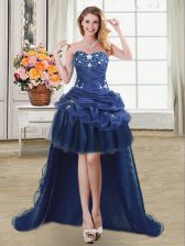 Best Selling Navy Blue Sweetheart Lace Up Beading and Appliques and Pick Ups Homecoming Dress Sleeveless