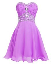 Cute Empire Prom Party Dress Lilac Sweetheart Organza Sleeveless Mini Length Lace Up