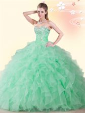 Exquisite Ball Gowns Ball Gown Prom Dress Apple Green Sweetheart Organza Sleeveless Floor Length Lace Up