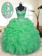 Custom Made Pick Ups Sleeveless Organza Zipper 15 Quinceanera Dress for Military Ball and Sweet 16 and Quinceanera
