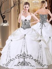 Sexy Pick Ups White Sleeveless Taffeta Lace Up Quinceanera Dress for Military Ball and Sweet 16 and Quinceanera