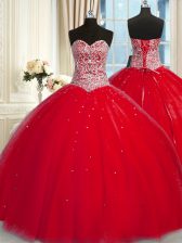 Luxury Halter Top Sleeveless Beading and Sequins Lace Up Vestidos de Quinceanera
