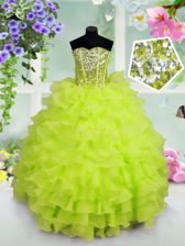  Lace Up Little Girl Pageant Dress Ruffled Layers and Sequins Sleeveless Floor Length