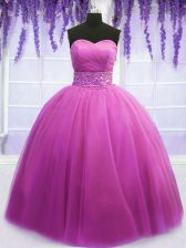 Designer Floor Length Ball Gowns Sleeveless Lilac Ball Gown Prom Dress Lace Up