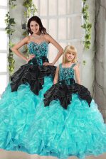  Sleeveless Beading and Ruffles Lace Up 15th Birthday Dress