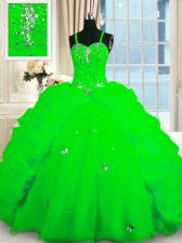 Extravagant Pick Ups Floor Length Ball Gowns Sleeveless Ball Gown Prom Dress Lace Up
