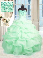 Nice Apple Green Sweetheart Lace Up Beading and Ruffles Quinceanera Dresses Sleeveless