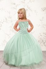  Strapless Sleeveless Lace Up Juniors Party Dress Apple Green Tulle