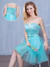  Sleeveless Lace Up Knee Length Lace and Appliques and Bowknot Damas Dress