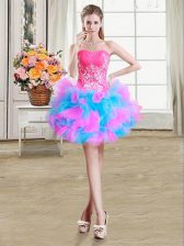 Sexy Sweetheart Sleeveless Organza and Tulle Prom Gown Beading and Ruffles Zipper