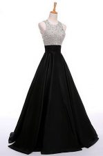  Black Dress for Prom Prom and Party with Beading Scoop Sleeveless Zipper