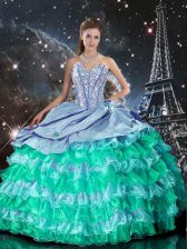 Most Popular Floor Length Multi-color Sweet 16 Dresses Sweetheart Sleeveless Lace Up