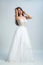 Designer White Prom Party Dress Prom and Party with Lace Bateau Sleeveless Zipper