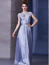 Enchanting Halter Top Floor Length Column/Sheath Sleeveless Lavender Prom Party Dress Zipper