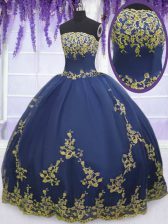  Tulle Sleeveless Floor Length Quinceanera Dress and Appliques