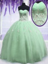  Yellow Green Quince Ball Gowns Military Ball and Sweet 16 and Quinceanera with Beading Sweetheart Sleeveless Zipper