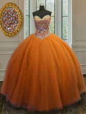  Floor Length Orange Quinceanera Dresses Sweetheart Sleeveless Lace Up