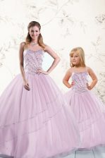 Beauteous Floor Length Ball Gowns Sleeveless Lilac Quinceanera Dresses Lace Up
