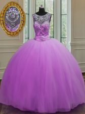 Superior Purple Sweet 16 Dress Military Ball and Sweet 16 and Quinceanera with Beading Halter Top Sleeveless Lace Up
