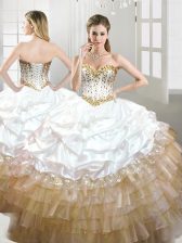 Dazzling Organza and Taffeta Sweetheart Sleeveless Lace Up Beading and Pick Ups Sweet 16 Dress in Multi-color
