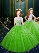 High Quality Ball Gowns Casual Dresses Scoop Tulle Sleeveless Floor Length Clasp Handle