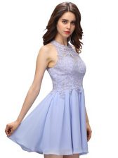 Glorious Lavender Dress for Prom Prom and Party with Beading and Lace Halter Top Sleeveless Zipper