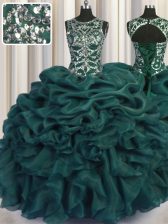 Dynamic Scoop See Through Sleeveless Beading and Sequins and Pick Ups Lace Up Quinceanera Dresses