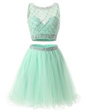 Pretty A-line Homecoming Dress Green Sweetheart Organza Sleeveless Mini Length Side Zipper