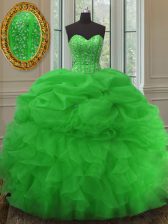 Elegant Sleeveless Lace Up Floor Length Beading and Ruffles and Pick Ups Sweet 16 Quinceanera Dress