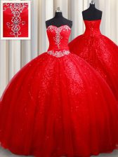 Dynamic Ball Gowns Sleeveless Red Sweet 16 Quinceanera Dress Lace Up