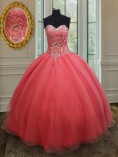 Cute Pink Lace Up Sweetheart Beading Quinceanera Dress Organza Sleeveless