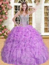 Wonderful Floor Length Ball Gowns Sleeveless Lavender 15th Birthday Dress Lace Up