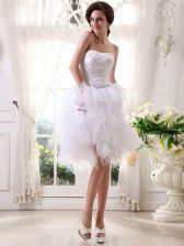 On Sale Strapless Sleeveless Zipper Prom Gown White Organza