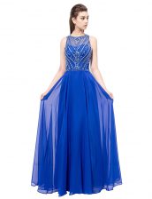  Scoop Floor Length Column/Sheath Sleeveless Royal Blue Prom Dress Zipper